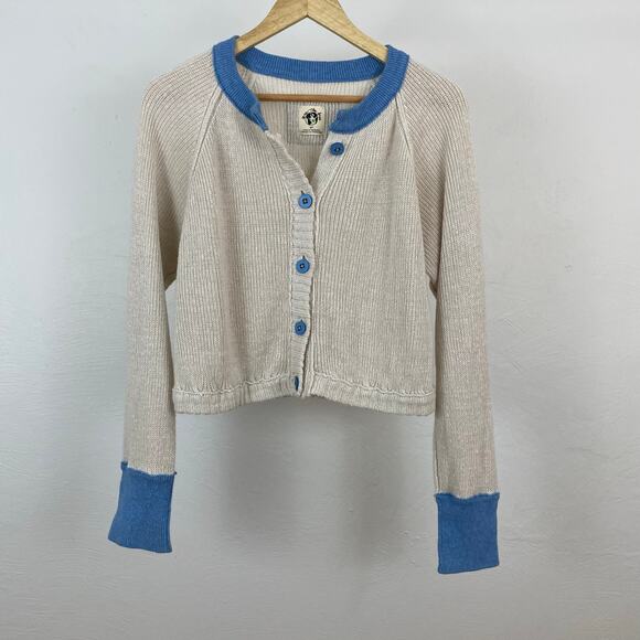 We The Free - Free People Lili Linen Cardi - Barnacle Isle Combo - Size Small - Picture 1 of 8